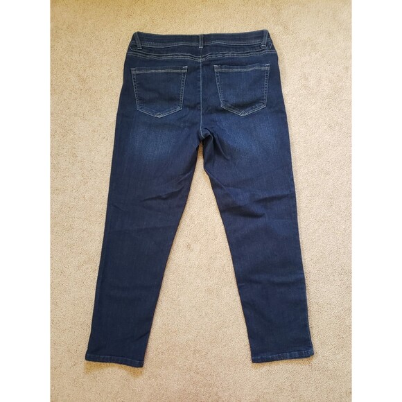 Democracy Ab Solution Stretch Sides Zipper Elastic Waist Taper Blue Jeans Sz 12 - Picture 2 of 13